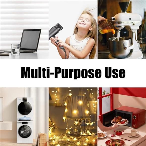 10 Ft Flat Plug Extension Cord, 16 AWG 3 Prong Grounded  Extension Cable - Picture 6 of 6